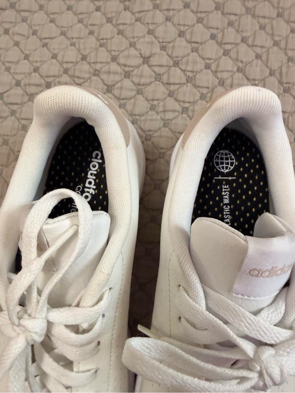 adidas White Sneakers with Light Pink Heel Tab - Women - Picture 6 of 7